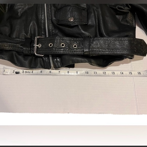 Wilsons Soft Leather Womens Cropped Moto Jacket Black Size M Biker Baddie - Picture 13 of 16